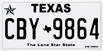 TX license plate CBY9864