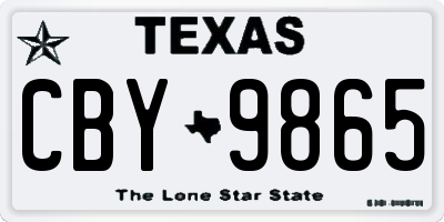 TX license plate CBY9865