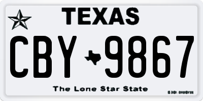 TX license plate CBY9867