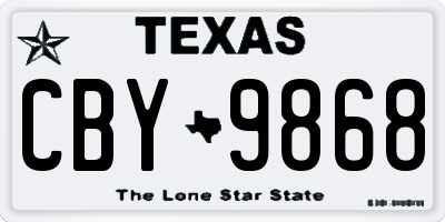 TX license plate CBY9868