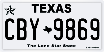 TX license plate CBY9869