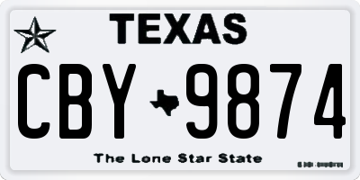 TX license plate CBY9874