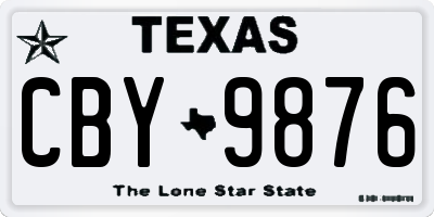 TX license plate CBY9876