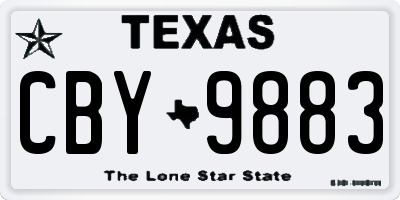TX license plate CBY9883