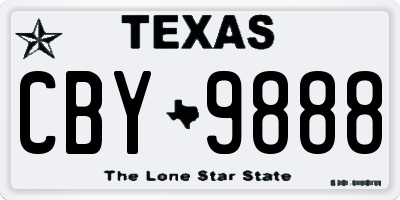 TX license plate CBY9888