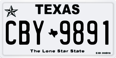 TX license plate CBY9891