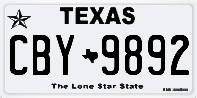 TX license plate CBY9892