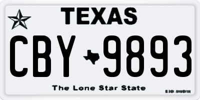 TX license plate CBY9893