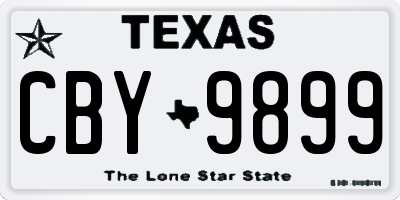 TX license plate CBY9899