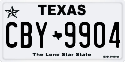 TX license plate CBY9904
