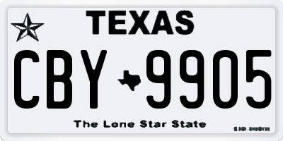 TX license plate CBY9905