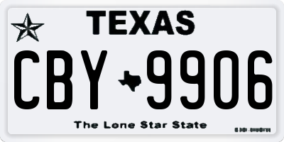 TX license plate CBY9906