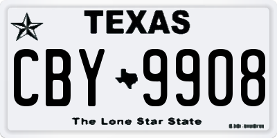 TX license plate CBY9908