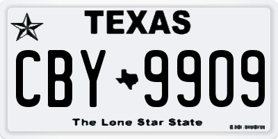 TX license plate CBY9909