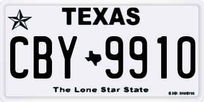 TX license plate CBY9910