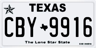 TX license plate CBY9916