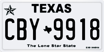 TX license plate CBY9918