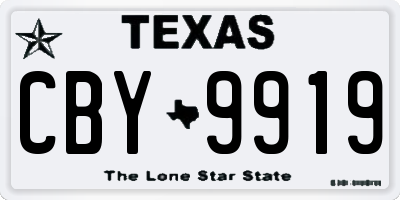 TX license plate CBY9919