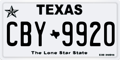 TX license plate CBY9920
