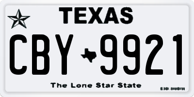 TX license plate CBY9921