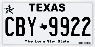 TX license plate CBY9922
