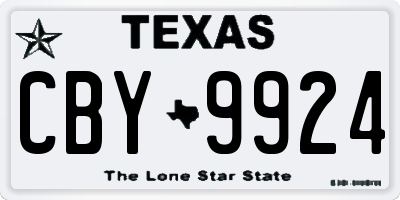 TX license plate CBY9924