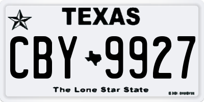 TX license plate CBY9927