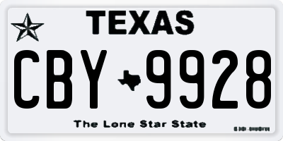 TX license plate CBY9928