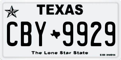 TX license plate CBY9929