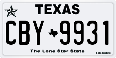 TX license plate CBY9931