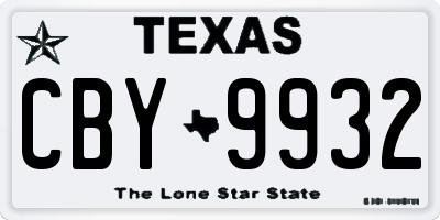 TX license plate CBY9932