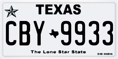 TX license plate CBY9933