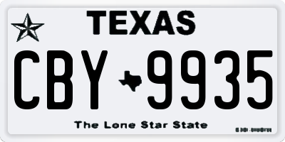 TX license plate CBY9935