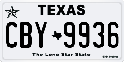 TX license plate CBY9936