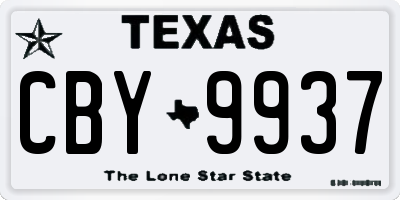 TX license plate CBY9937
