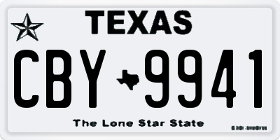 TX license plate CBY9941