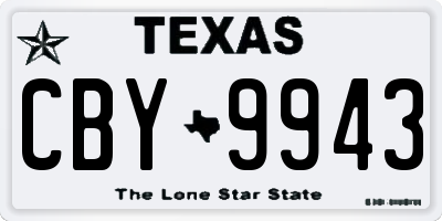 TX license plate CBY9943
