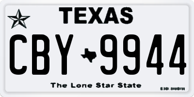 TX license plate CBY9944