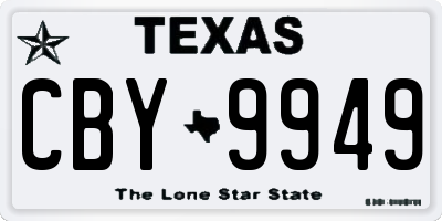 TX license plate CBY9949