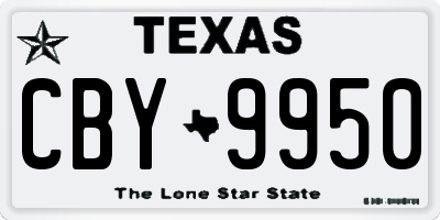 TX license plate CBY9950