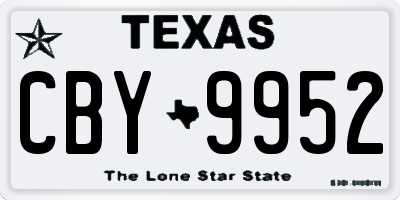 TX license plate CBY9952