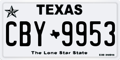 TX license plate CBY9953