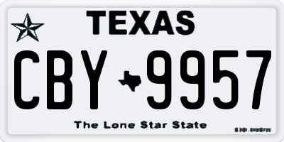 TX license plate CBY9957