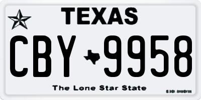 TX license plate CBY9958