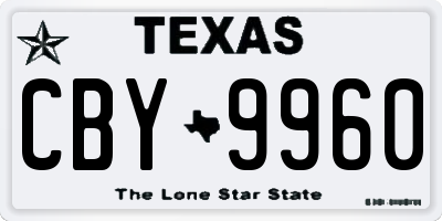 TX license plate CBY9960