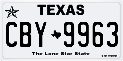 TX license plate CBY9963