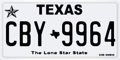 TX license plate CBY9964