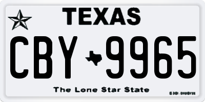TX license plate CBY9965
