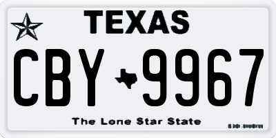 TX license plate CBY9967