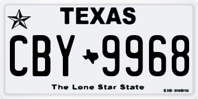 TX license plate CBY9968